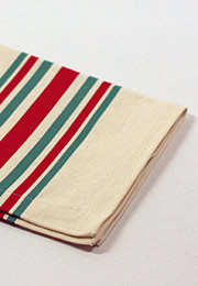 バスク織のランチョンマット　赤と緑のライン